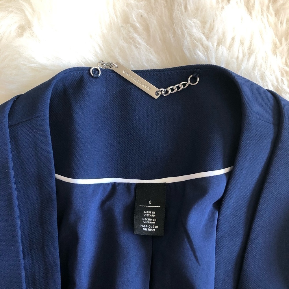 Whbm Cropped Soft Draped Jacket Navy Open Front 6 - image 5